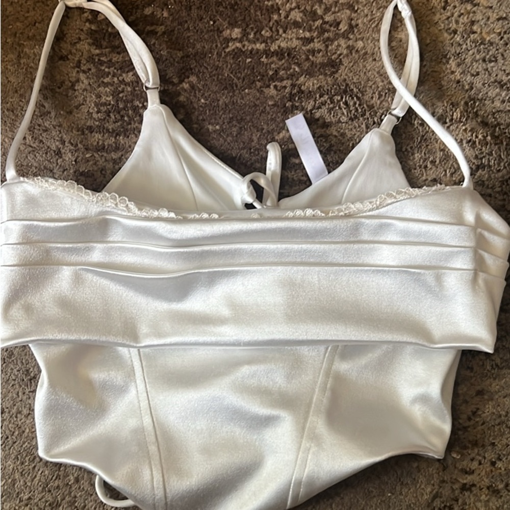 Lucy in the Sky White Crop Top with Adjustable Straps